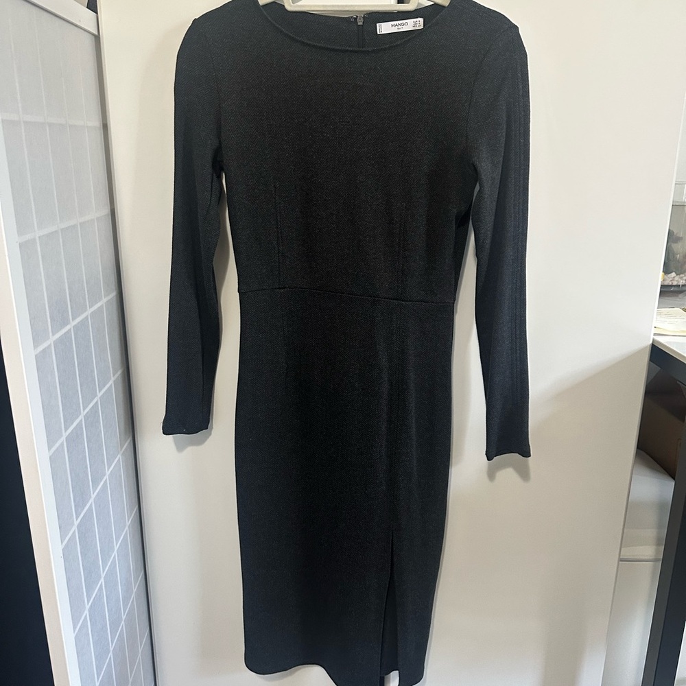 New Mango Suit Charcoal Long Sleeve Dress Size S